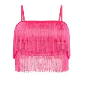 Pink Fringe Crop Top
